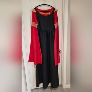 Renaissance Dress. Black And Red With Gold Accents
